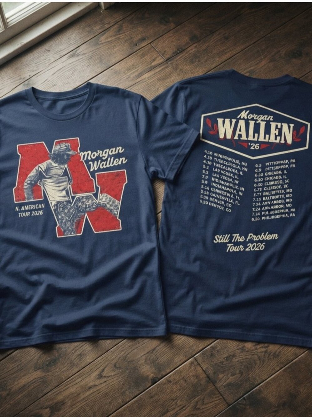 Morgan Wallen 2026 Still The Problem North American Tour Navy T-Shirt